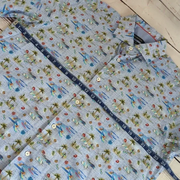 Bugatchi classic fit shirt, Kapalua short sleeves button, surfer design, med (?) - Picture 13 of 15